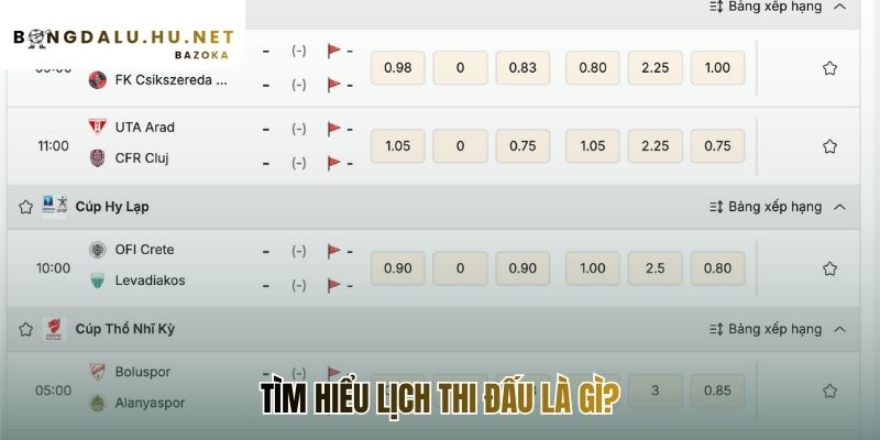 Tìm hiểu công cụ lịch thi đấu tại Bongdalu